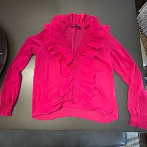 Zara semi sheer blouse with ruffles